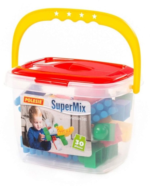 Polesie SuperMix Building Blocks 30 Piece in Container Thematic Block Sets