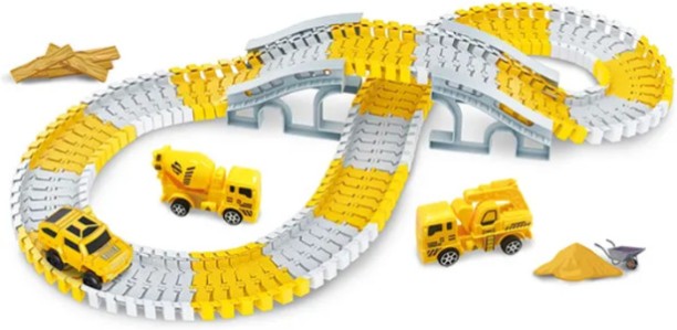 Miss Bliss Imports 127 Pieces Construction Railway Track Building Set with Electric Race Truck Stackers & Sorters