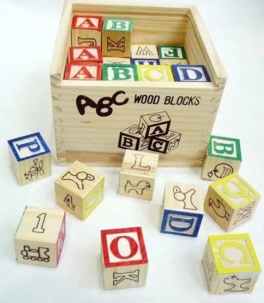 Non Branded 48-Piece Education Wooden ABC Blocks Houses & Buildings