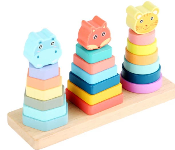 R AND E Animal Three Sets Columns Children's Building Blocks Animals