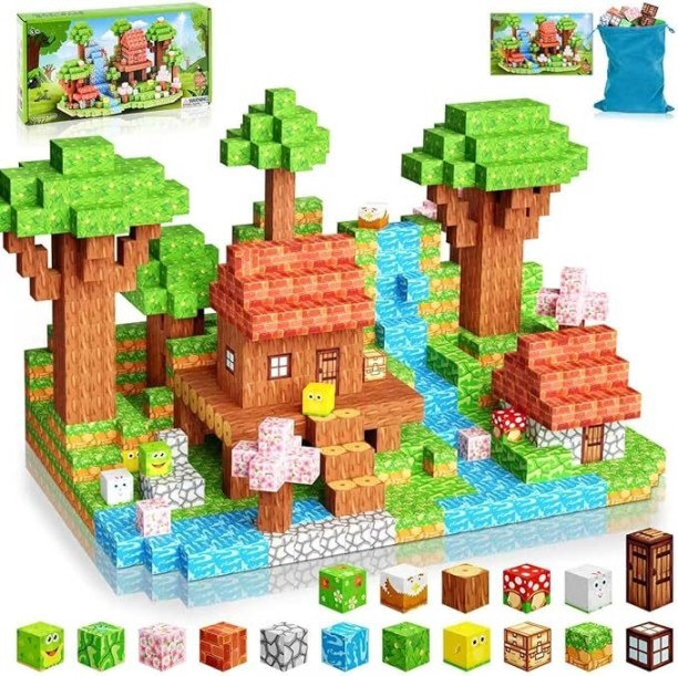 Module World 100PCS Magnetic Blocks - Magnetic Tiles Building Blocks, Build Houses & Buildings