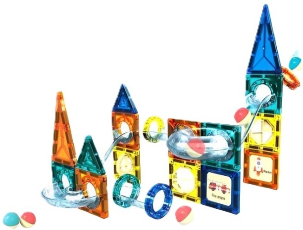 lilhe Kids Toy Magnetic Pipeline Building Block - 42 Piece Magnetic & Metallic Blocks
