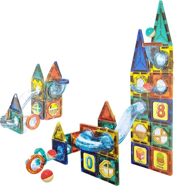 Umlozi Magnet Pipeline & Building Block Set - 73pc Magnetic & Metallic Blocks