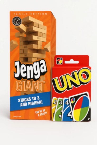 Jenga & UNO Fun Combo Play Big, Play Bold Wooden Blocks