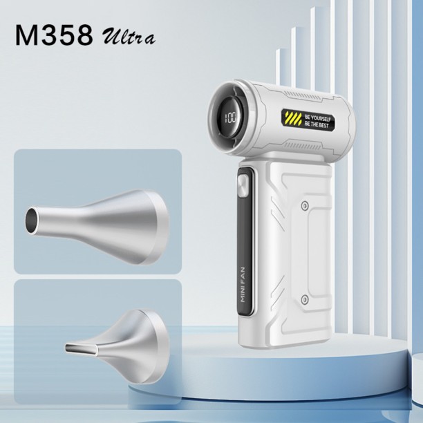 Max (White) Violent Fan Dust Blowing Brushless Turbo Fan Jet Battery Display High-Speed Handheld Powerful Leaf Blower