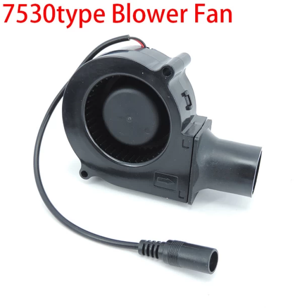 Max (7530 type fan)DC 12V 7530 Blower Fan with Power Variable Speed Controller Barbecue Fan Air Blower Picnic Leaf Blower