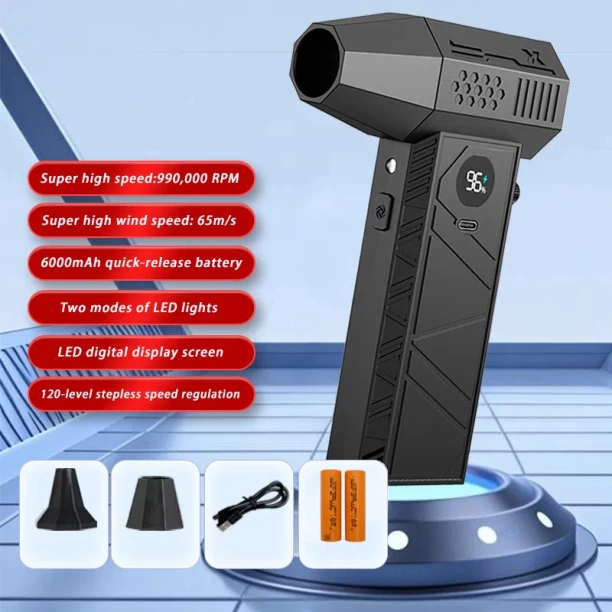 Max (C6(6000Mah))Violent Fan C6 Brushless Motor with LED Light 8000mAh With Charging Display Blower Portable Leaf Blower