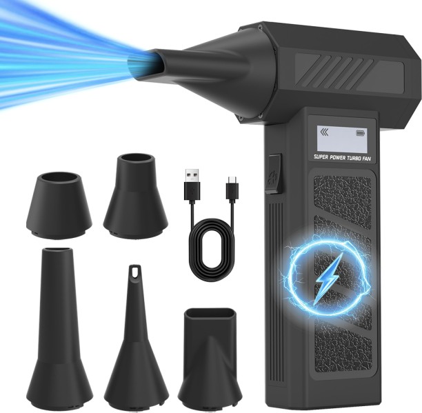 Max (Orange)Powerful Dust Blower Violent Blowers 5 Nozzles Brushless Turbo Jet Blower 4 Speed Adjustable Leaf Blower