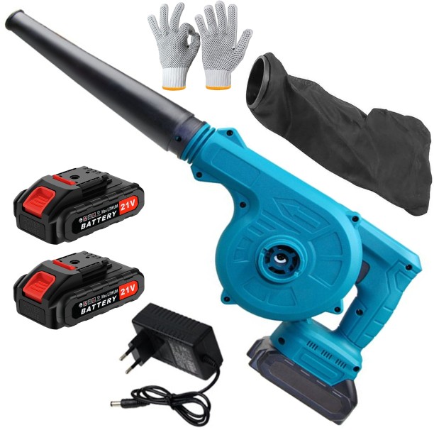 fame inc 21V Cordless Blower & Vacuum With 2 Batteries, Gloves, Charger & Dust Bag Leaf Blower