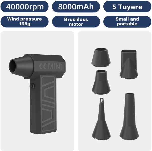 Max (Set A)400000PRM Powerful Air Blower Turbo Jet Fan Brushless Motor High Speed Mini Rechargeable Blower Leaf Blower