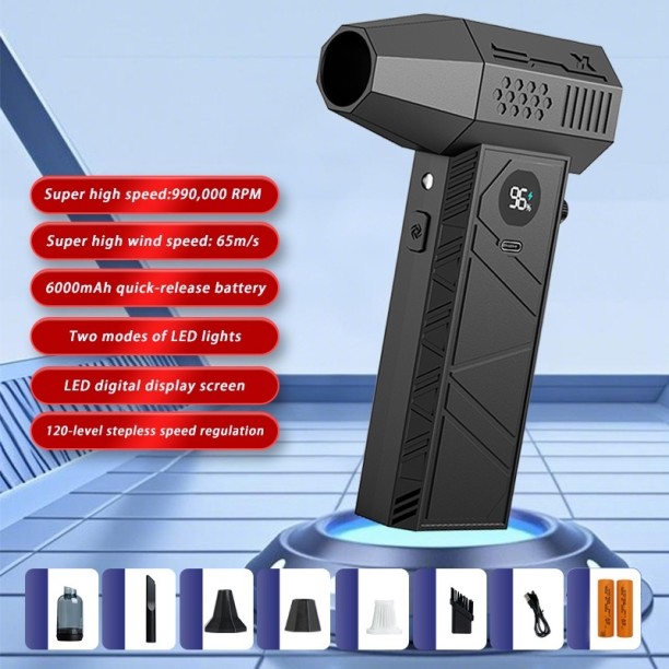 Max (Set C)990000 RPM Electric Air Blower Turbo Jet Fan Brushless Motor High-Speed Turbo Violent Fan USB Leaf Blower