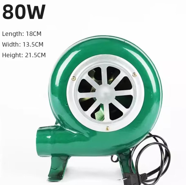 Max (80W)220V AC BBQ Blower Fan Low Pressure Electric Blower Fan Iron Shell compatible Mini Blacksmith Leaf Blower
