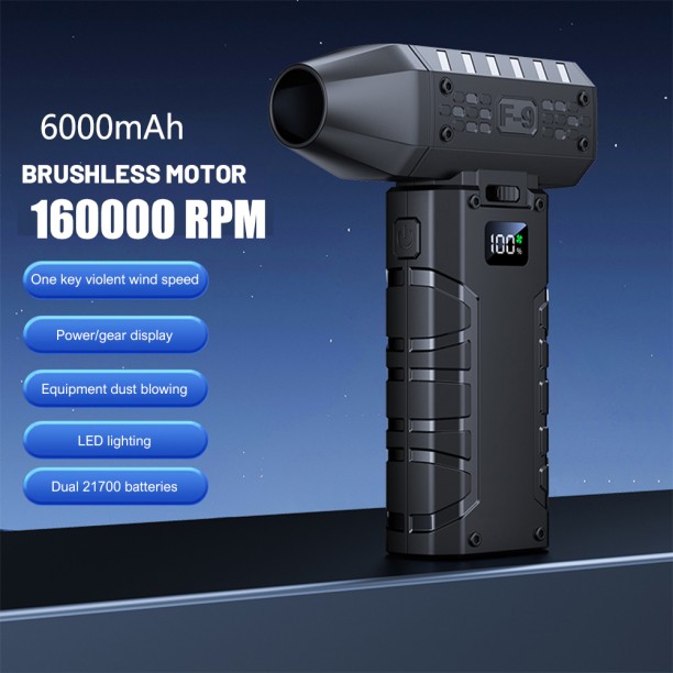 Max (black-160000 RPM)Pocket Dust Blower Mini Turbo Jet Fan Rechargeable 58m/s Turbo Violent Fan Powerful Leaf Blower