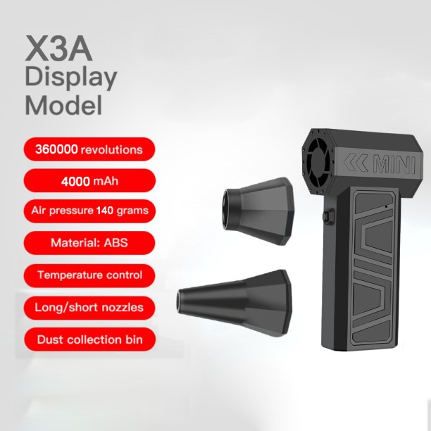 Max (Standard Black)Portable Handheld Violent Blowers 360000RPM Mini Turbo Jet Fan High-speed Vacuum Dust Leaf Blower