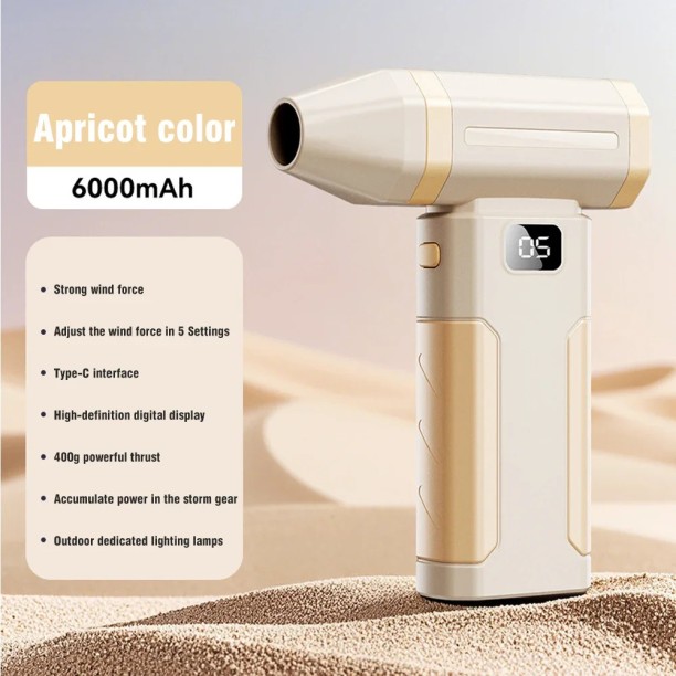 Max (WHITE)High-Speed 6-Gear Mini Turbo Jet Fan with 450k RPM Brushless Motor, Powerful Air Blower compatible Leaf Blower