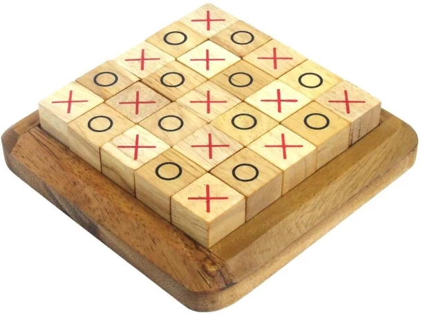 SiamMandalay XOXO - Tic Tac Toe, Noughts and Crosses, Xs & Os Wooden Board Game (5x5) Strategy & War Games Board Game