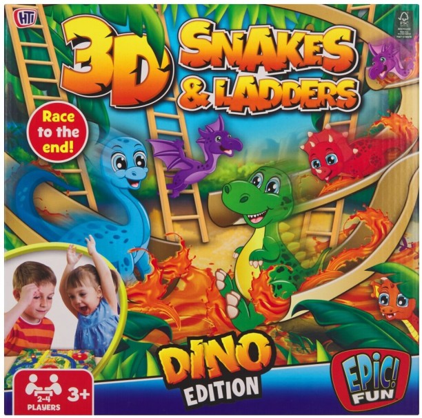 Epic Fun 3D Dino Edition Snakes & Ladders Party & Fun Games Board Game