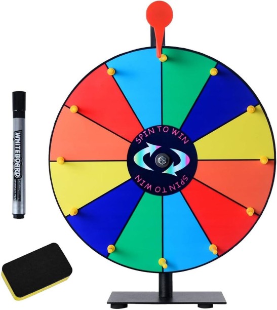 Cart In Mart Tabletop Spinning Prize Wheel with Stand 12 Slot Dry Erase Game for Parties Party & Fun Games Board Game