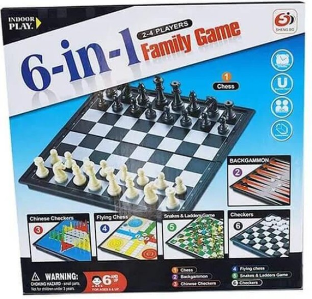 Perfect Dealz 6 in 1 Family Party & Fun Games Board Game