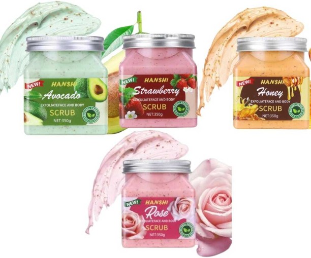 HANSHI 4 piece Exfoliating face And Body Scrub Body Wash