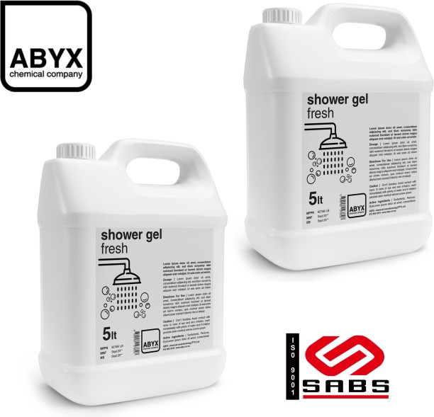 ABYX Fresh Shower Gel - Pack of 2 x 5 Litre Bottles -Total 10 Litres of Body Wash