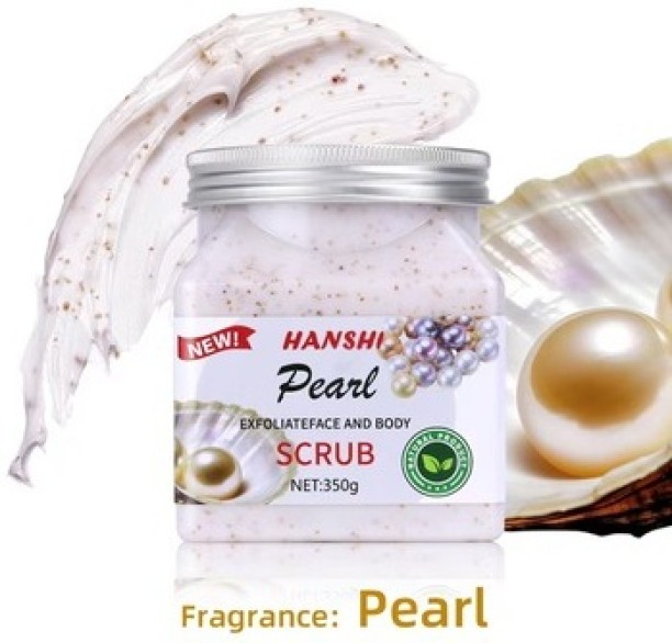 HANSHI Pack of 2 Exfoliating Face And Body Scrub_ Pearl Body Wash