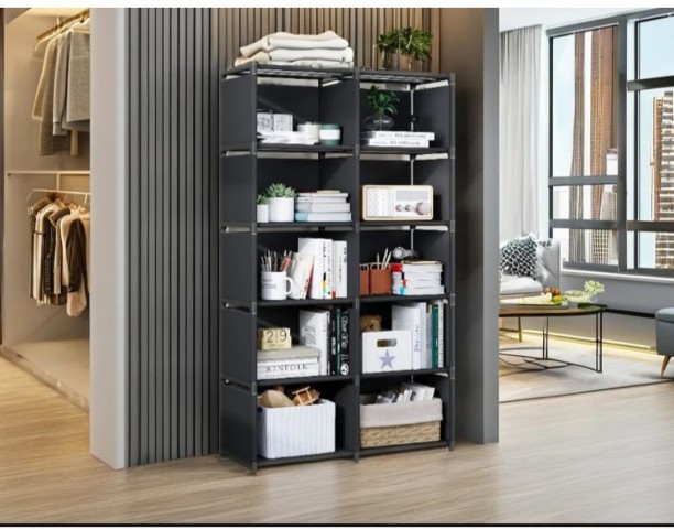 Generic Fabric, Metal Free Standing Book Shelf