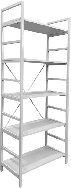 Refined Spaces Venice 5-Tier White Bookshelf/Display Shelf - Modern Storage Unit for Home and Office / Free Standing Book Shelf