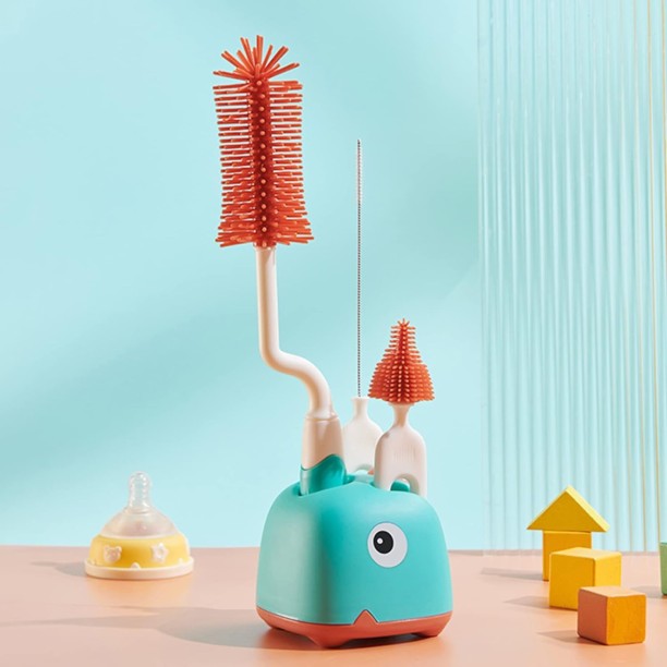 top sale trader 3 in 1 Silicone Baby Bottle Cleaning Brush Kit with Stand Bottle Cleaner