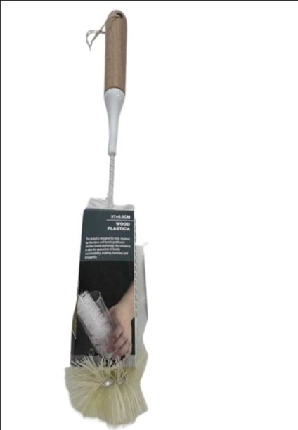 Generic Wood Plastic Cup Brush 37x6.5cm Bottle Cleaner