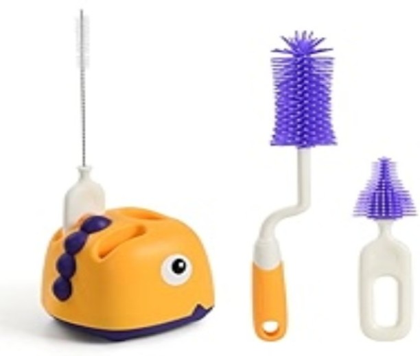 top sale trader 3 in 1 Silicone Baby Bottle Cleaning Brush Kit with Stand Bottle Cleaner