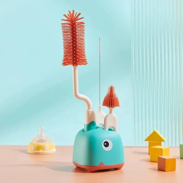 SA TRADE 3 in 1 Silicone Baby Bottle Cleaning Brush Kit with Stand Bottle Cleaner