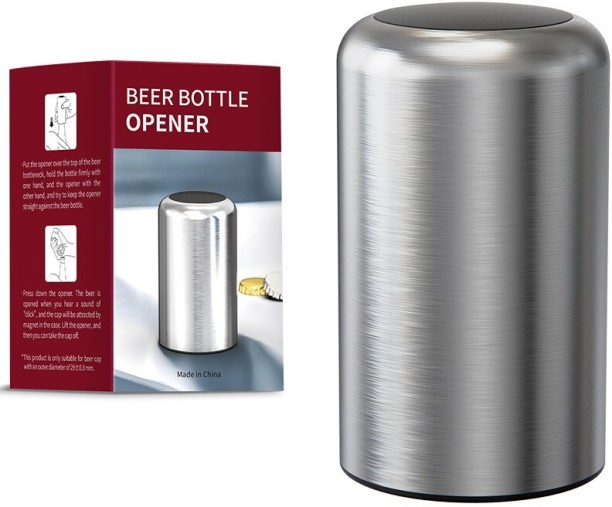 Wobuciko Automatic Beer Bottle Opener, Push-Down Design, Brushed Stainless Steel Bottle Opener