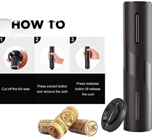 Wobuciko Electric Wine Opener with Foil Cutter, Matte Black Bottle Opener Set