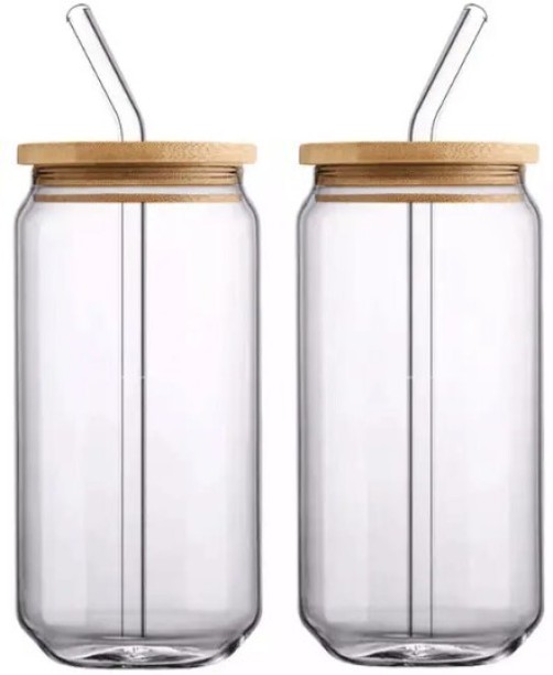 Okiyo Natsu Glass & Bamboo Tumbler & Straw 500 ml Bottle With Drinking Glass