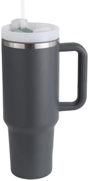 Mmafha 1.2L Tumbler with Handle Straw Lid, Stainless Steel Travel Mug - Ash Grey 1.2 ml Flask