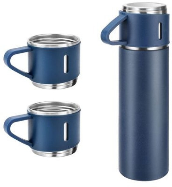 DEALS ONLINE Thermo Bottle with Cups Vacuum Insulated Flask Set 500 ml Bottle With Drinking Glass