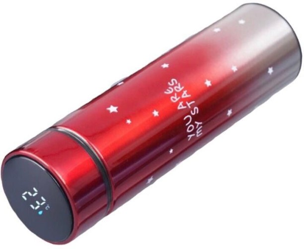 ELCTRO WORLD Smart Temperature Display Stainless Steel Thermos Flask - Stars - Red 500 ml Bottle