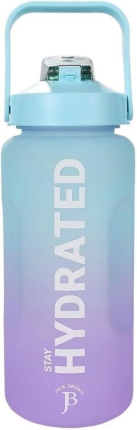 Jack Brown 2L Water Bottle with Motivational Time Markers - Leak Proof - Green & Purple 2000 ml Bottle