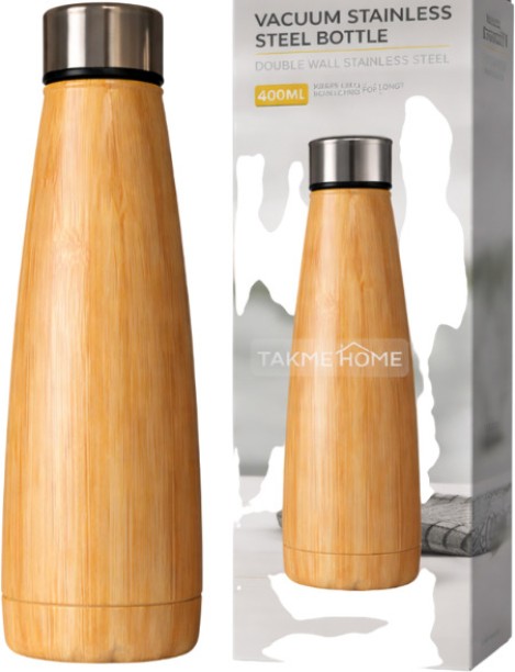 Takme Home Vacuum Stainless Steel Insulated Bottle 400ml - Wood Grain Design 400 ml Bottle