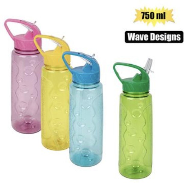 az decor Water bottle 730ml w/straw wave design 730 ml Bottle
