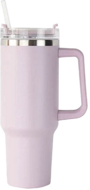 Mmafha 1.2L Tumbler with Handle Straw Lid, Stainless Steel Travel Mug - Ash Grey 1.2 ml Flask