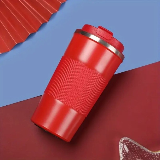 Wobuciko Stainless Steel Travel Mug 510ml Red Insulated Coffee Tumbler with Leak-Proof Lid 510 ml Bottle