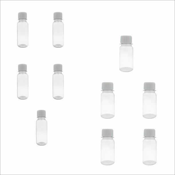 More & More 10 Pack Mixed Clear PET Bottles - 5 x 50ml & 5 x 100ml with Screw Caps 50 ml Bottle