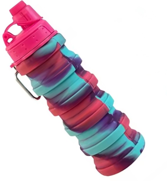 Generic 142-3 600ml PURPLE Color Silicone Foldable Bottle with Carabiner for Travel and Sports 600 ml Bottle