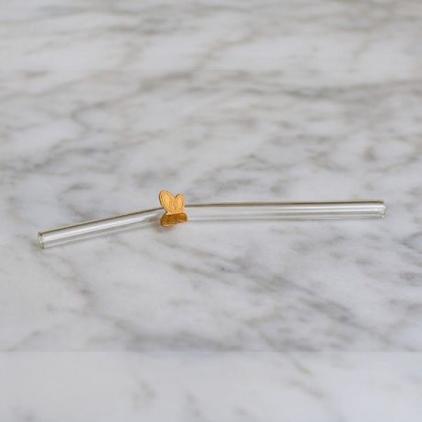 top sale trader 5 Piece - Transparent Glass Straw With Butterfly Accent 8.6 ml Sipper
