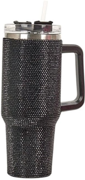 ELCTRO WORLD 1200ml Glitter Studded Tumbler with Lid & Straw Stainless Steel Travel Mug 1200 ml Flask