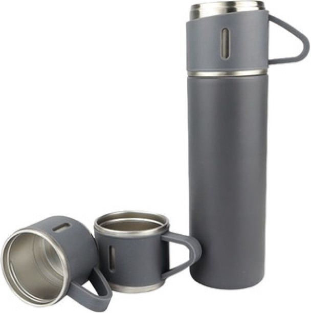 SA TRADE 500ml Stainless Steel Thermo Bottle with Cups Vacuum Insulated Flask Set 500 ml Bottle With Drinking Glass