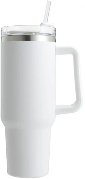 Generic Double Wall Travel Mug Stainless Steel Vacuum Flask with Straw Hot/Cold 900 ml Bottle