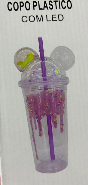 copo plastico com led 450 ml Bottle With Drinking Glass